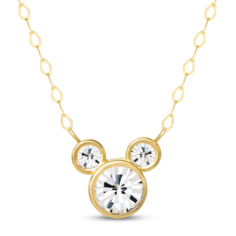 Main Image 1 of Children's Mickey Mouse Cubic Zirconia Necklace 14K Yellow Gold 13&quot;