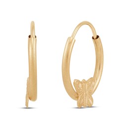 Children's Butterfly Hoop Earrings 14K Yellow Gold