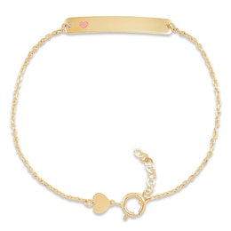 Children's Pink Enamel Heart Bracelet 14K Yellow Gold 6.5&quot;