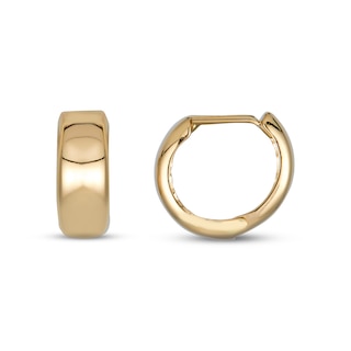 Huggie Hoop Tube Earrings 14K Yellow Gold
