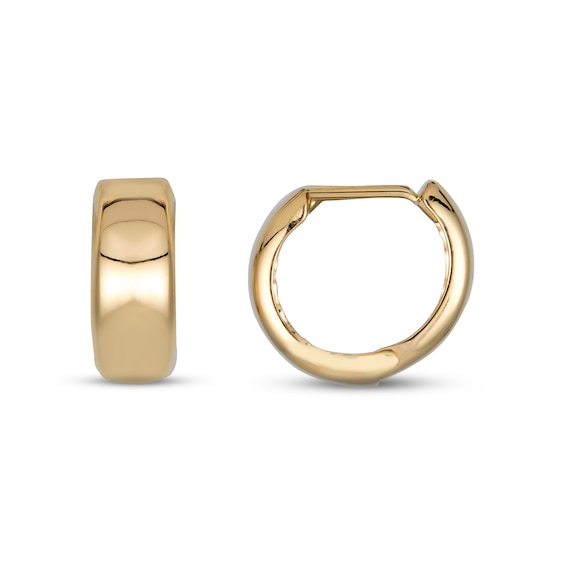 Tube Huggie Hoop Earrings 14K Yellow Gold 13mm