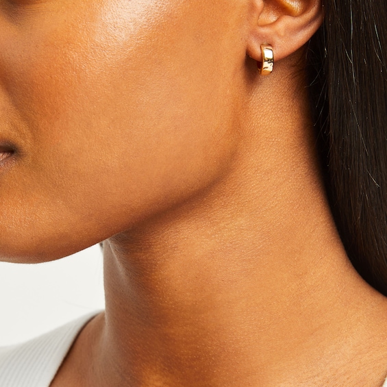 Thumbnail Image 2 of Huggie Hoop Tube Earrings 14K Yellow Gold