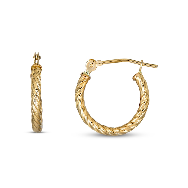 Main Image 1 of Twist Hoop Earrings 14K Yellow Gold 14mm