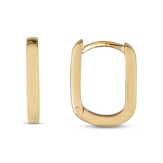 Oval Huggie Hoop Earrings 14K Yellow Gold 9.5mm