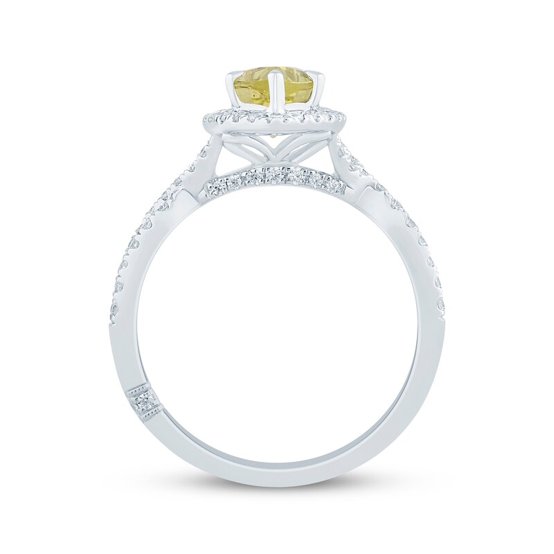 Monique Lhuillier Bliss Marquise-Cut Yellow Quartz & Diamond Engagement Ring 1/2 ct tw 14K White Gold