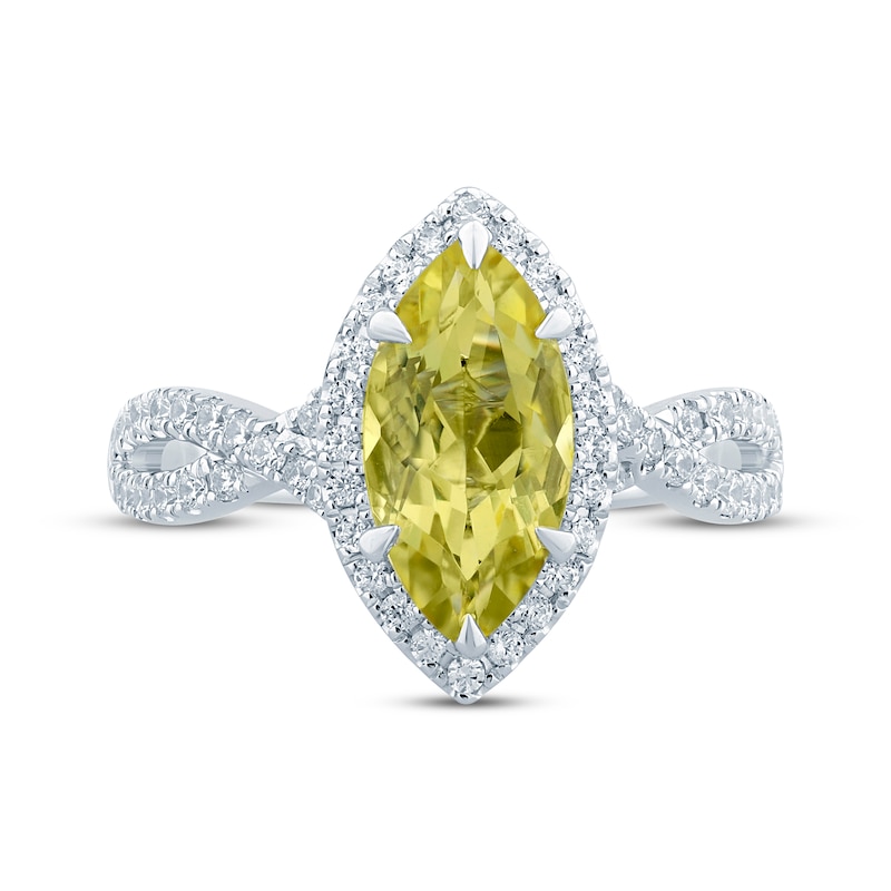 Monique Lhuillier Bliss Marquise-Cut Yellow Quartz & Diamond Engagement Ring 1/2 ct tw 14K White Gold