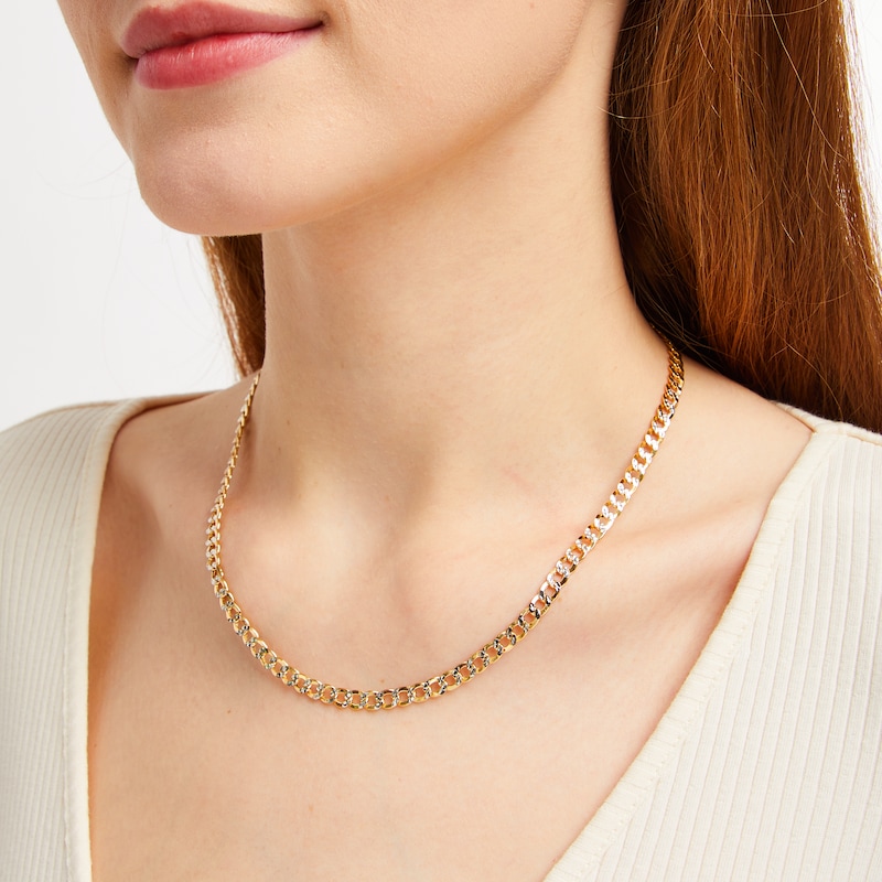 Semi-Solid Curb Chain Necklace 10K Yellow Gold 18"