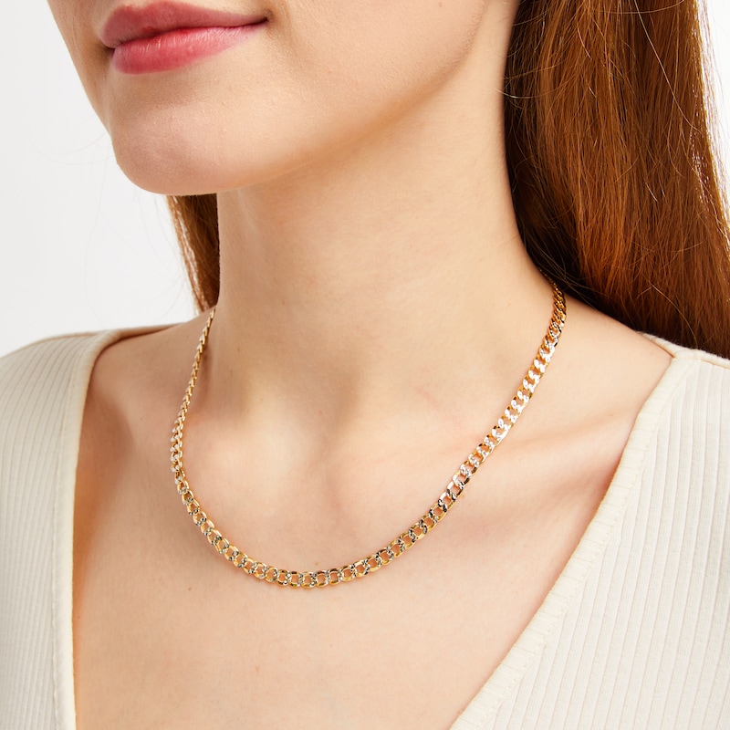 Main Image 2 of Curb Chain Necklace Semi-Solid 10K Yellow Gold 18&quot;