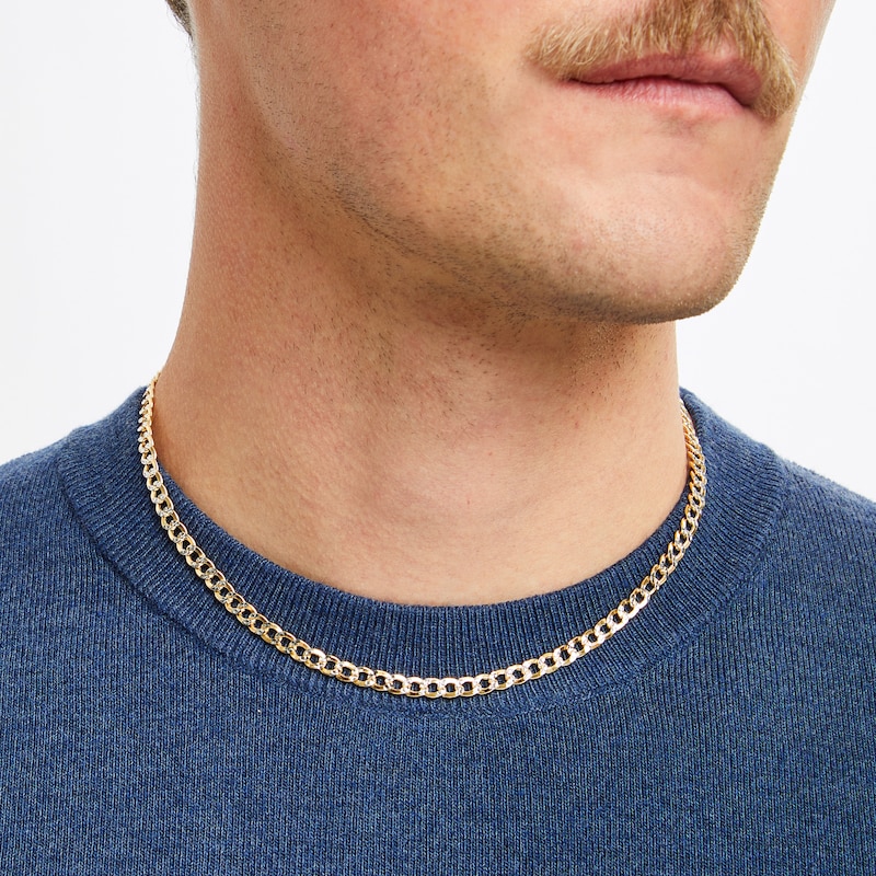 Main Image 3 of Curb Chain Necklace Semi-Solid 10K Yellow Gold 18&quot;