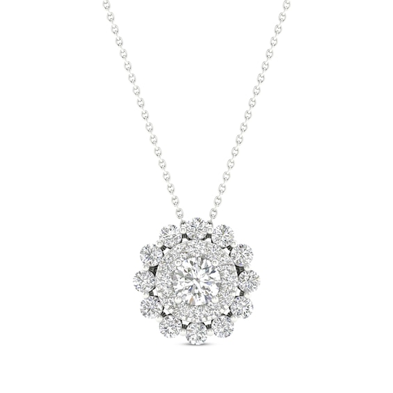 KAY Lab-Grown Diamonds Double Frame Necklace 1/2 ct tw 14K White Gold 18”
