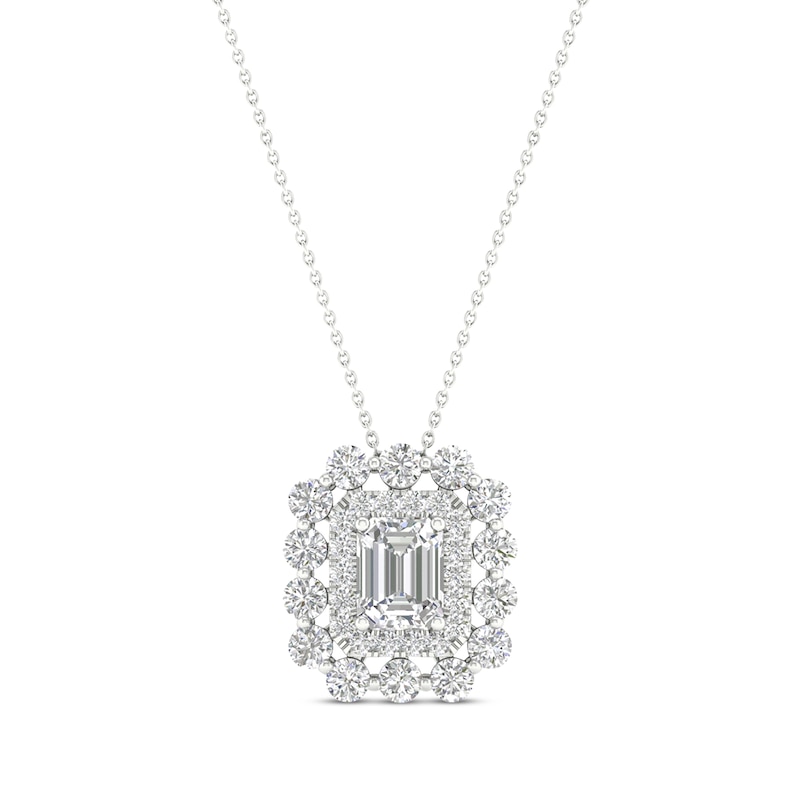Main Image 1 of KAY Lab-Grown Diamonds Emerald-Cut Necklace 1 ct tw 14K White Gold 18”