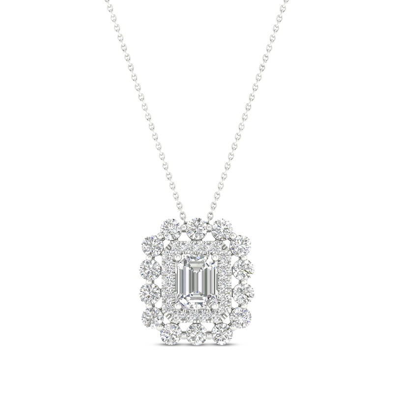 Lab-Created Diamonds by KAY Emerald-Cut Necklace 1 ct tw 14K White Gold 18”