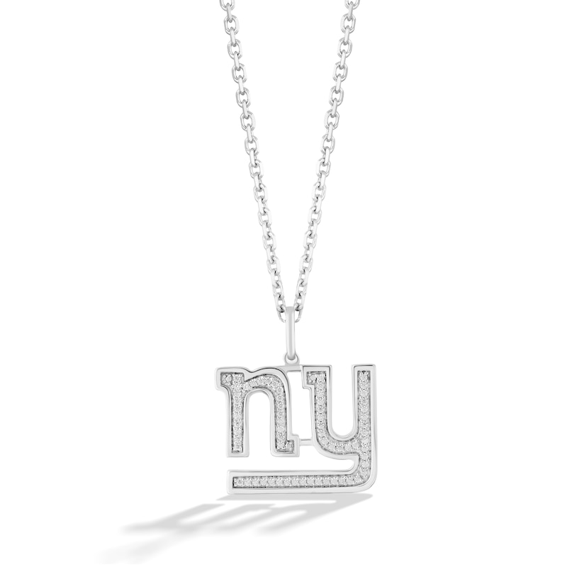 True Fans New York Giants 1/10 CT. T.W. Diamond Logo Necklace in Sterling Silver