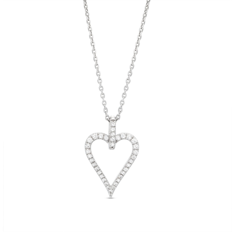 Round-Cut Diamond Heart Necklace 1/5 ct tw Sterling Silver 18”