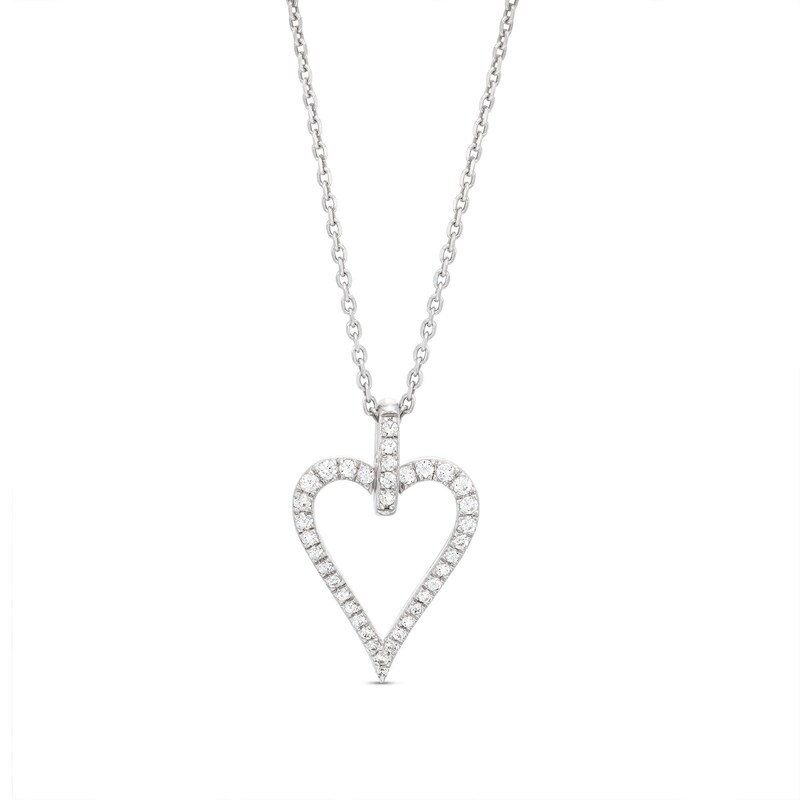 Round-Cut Diamond Heart Necklace 1/5 ct tw Sterling Silver 18”