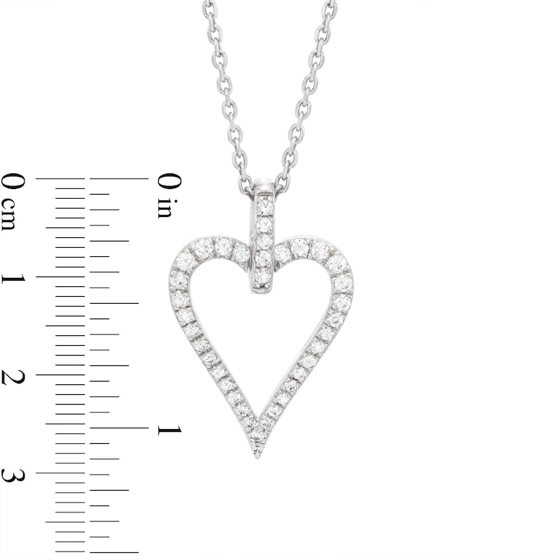 Round-Cut Diamond Heart Necklace 1/5 ct tw Sterling Silver 18”