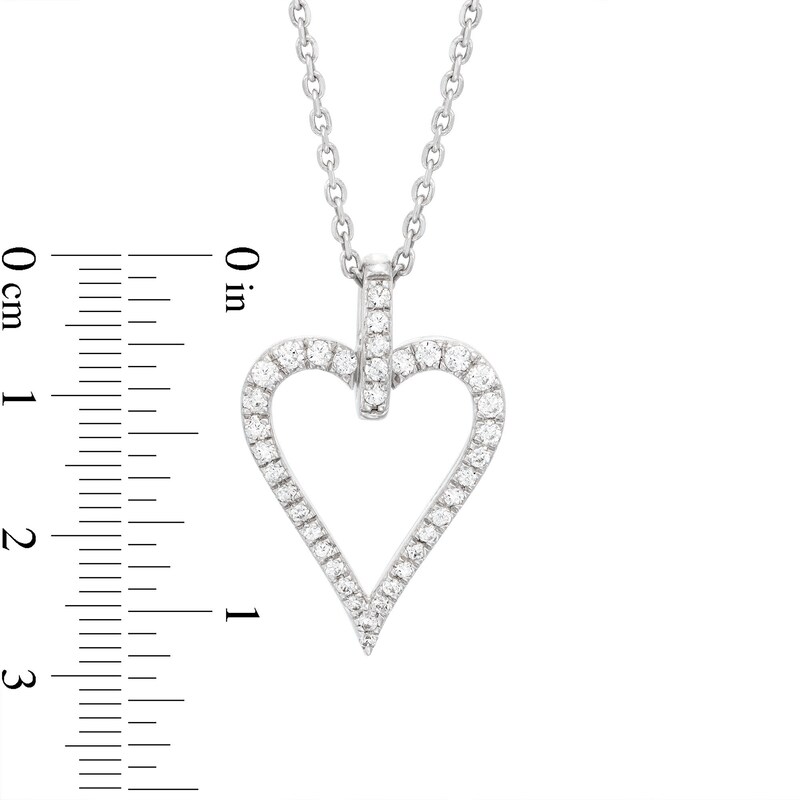 Round-Cut Diamond Heart Necklace 1/5 ct tw Sterling Silver 18”