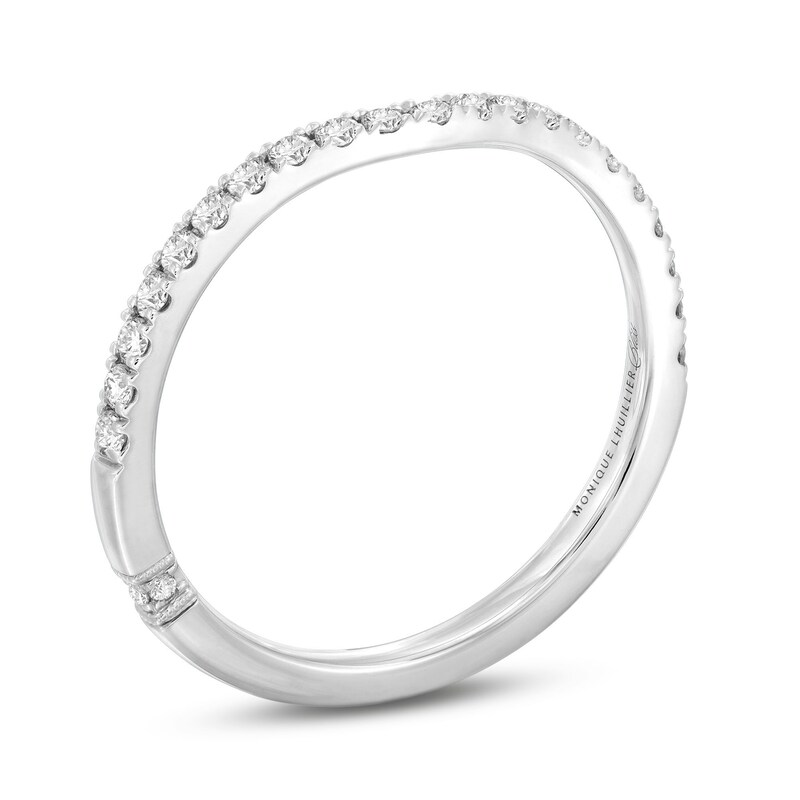 Monique Lhuillier Bliss Round-Cut Diamond Contoured Wedding Band 1/4 ct tw 14K White Gold