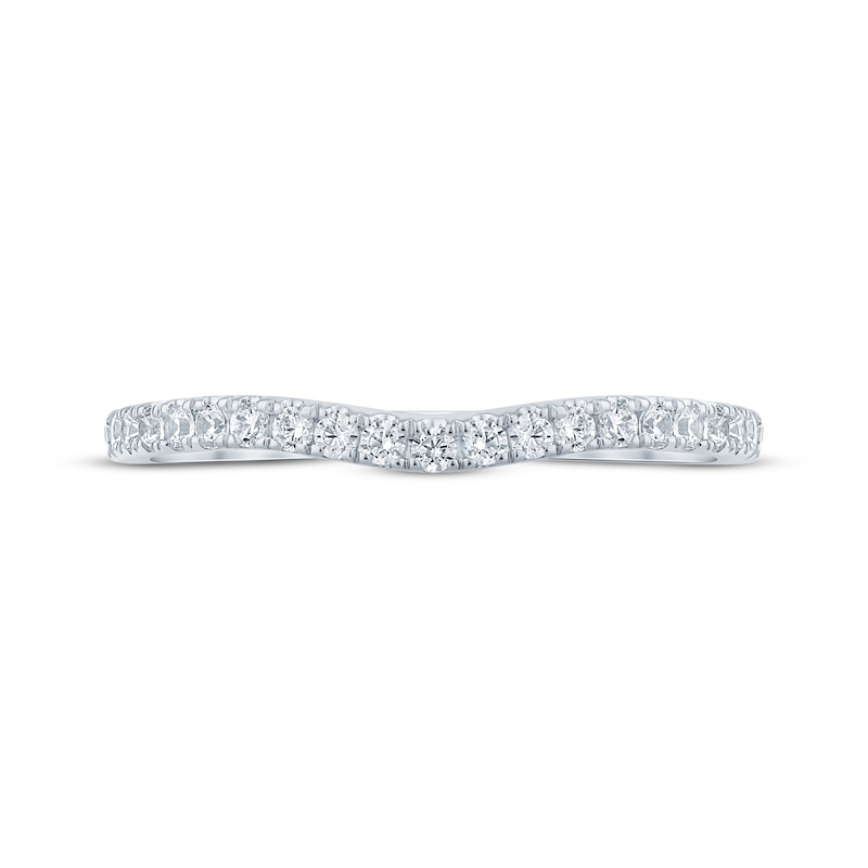 Monique Lhuillier Bliss Round-Cut Diamond Contoured Wedding Band 1/4 ct tw 14K White Gold