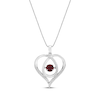 Thumbnail Image 1 of Unstoppable Love Lab-Created Ruby & White Lab-Created Sapphire Heart Loop Necklace Sterling Silver 18&quot;