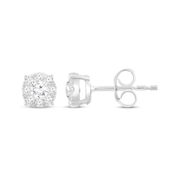 Multi-Diamond Stud Earrings 1/4 ct tw 14K White Gold