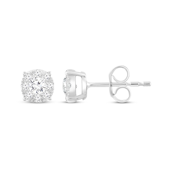 Multi-Diamond Stud Earrings 1/4 ct tw 14K White Gold