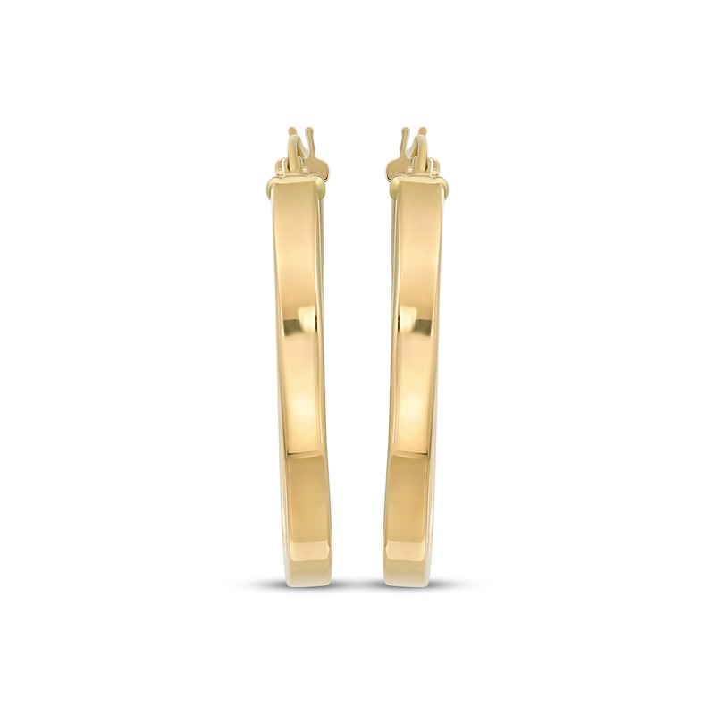 Reaura Flat Tube Hoop Earrings Repurposed 14K Yellow Gold 28mm