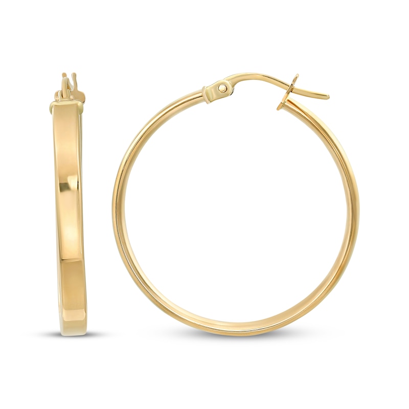 Main Image 3 of Reaura Flat Tube Hoop Earrings Repurposed 14K Yellow Gold 28mm