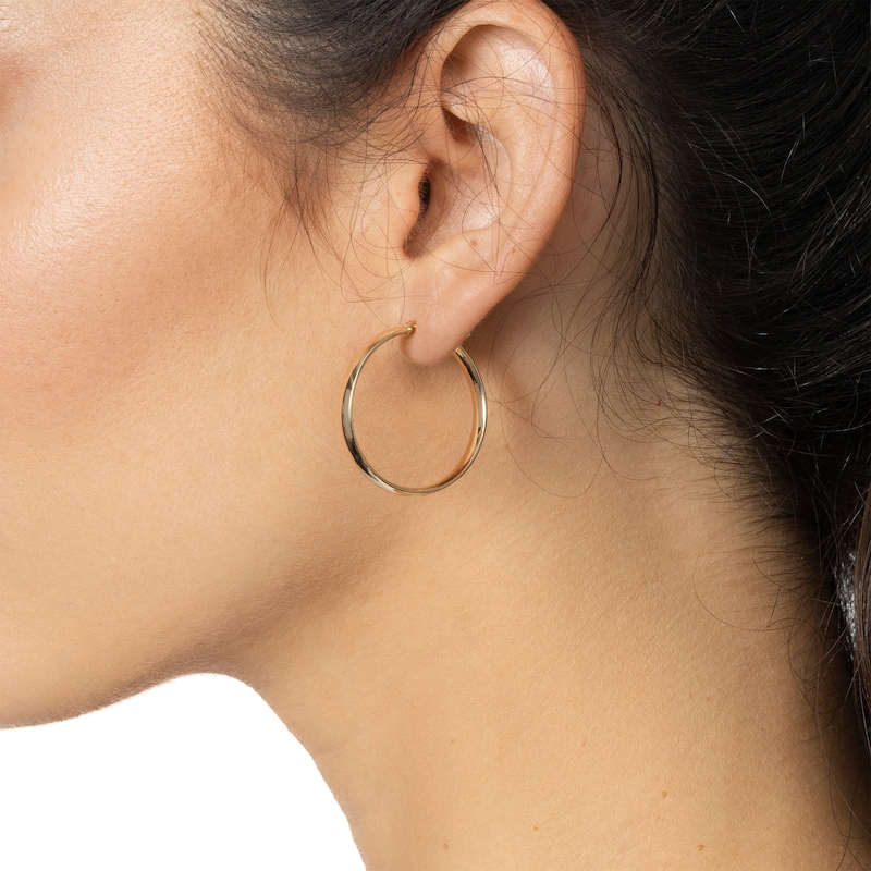 Main Image 4 of Reaura Flat Tube Hoop Earrings Repurposed 14K Yellow Gold 28mm