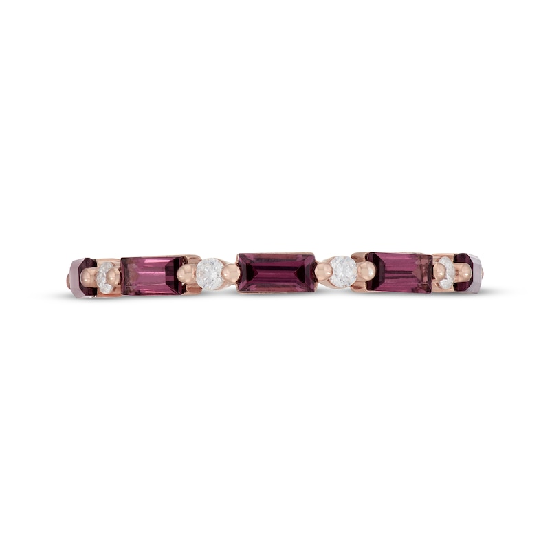 Main Image 3 of Neil Lane Baguette-Cut Rhodolite Garnet & Round-Cut Diamond Anniversary Ring 1/8 14K Rose Gold