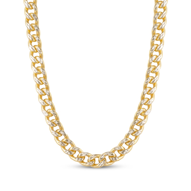 Main Image 1 of Diamond-Cut Curb Chain Necklace 7mm Hollow 10K Yellow Gold 22&quot;