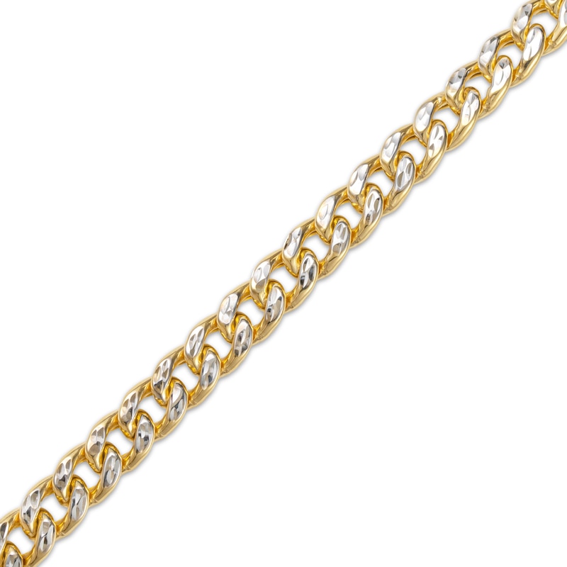 Hollow Diamond-Cut Curb Chain Necklace 7mm 10K Yellow Gold 22"
