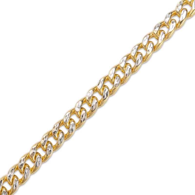 Main Image 2 of Diamond-Cut Curb Chain Necklace 7mm Hollow 10K Yellow Gold 22&quot;