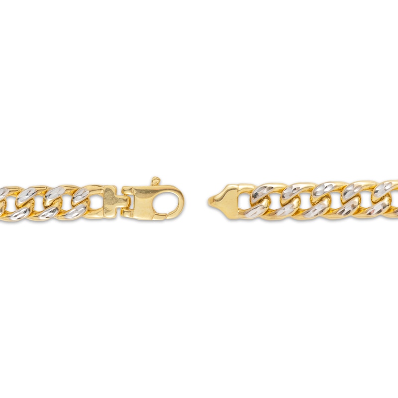 Main Image 3 of Diamond-Cut Curb Chain Necklace 7mm Hollow 10K Yellow Gold 22&quot;