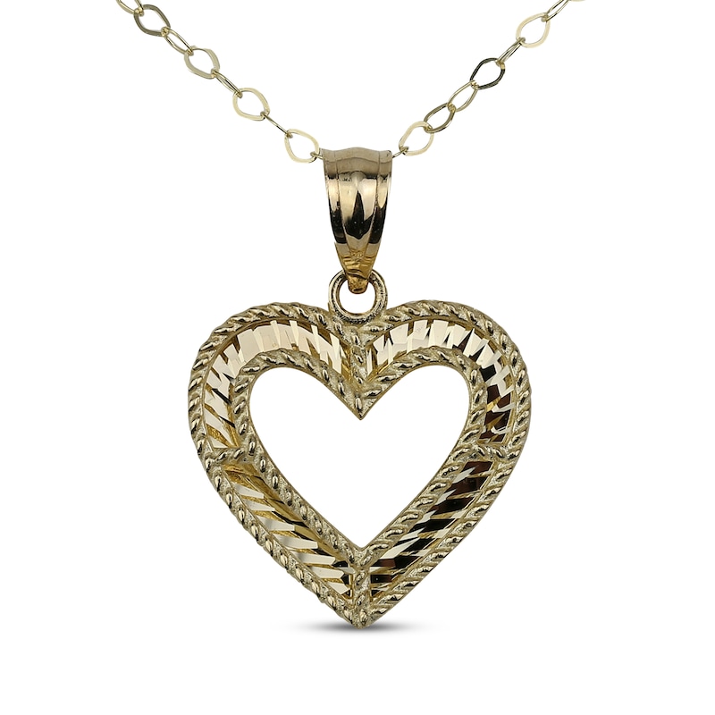 Main Image 1 of Diamond-Cut Mirror Heart Necklace 10K Yellow Gold 18&quot;