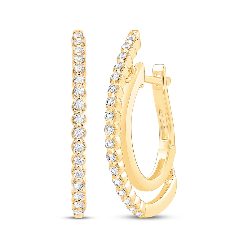 Main Image 1 of Unstoppable Love Diamond Double Hoop Earrings 1/3 ct tw 10K Yellow Gold