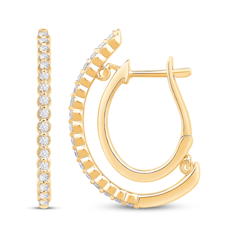 Main Image 3 of Unstoppable Love Diamond Double Hoop Earrings 1/3 ct tw 10K Yellow Gold