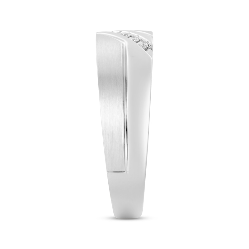 Main Image 2 of Now + Forever Men's Diamond Diagonal Wedding Ring 1/15 ct tw 10K White Gold
