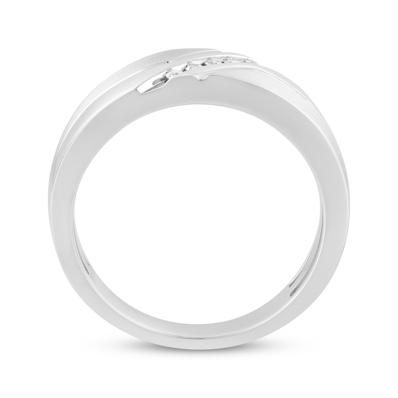 Main Image 3 of Now + Forever Men's Diamond Diagonal Wedding Ring 1/15 ct tw 10K White Gold