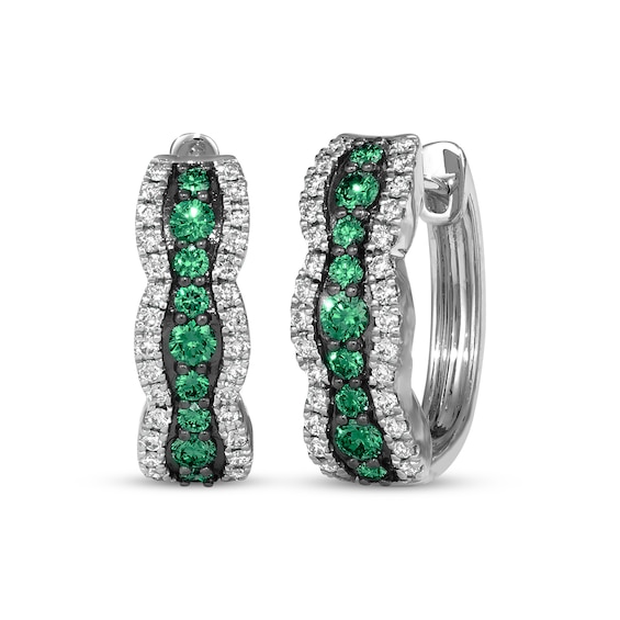 Le Vian Emerald Waterfall Hoop Earrings 3/8 ct tw Diamonds 14K Vanilla Gold