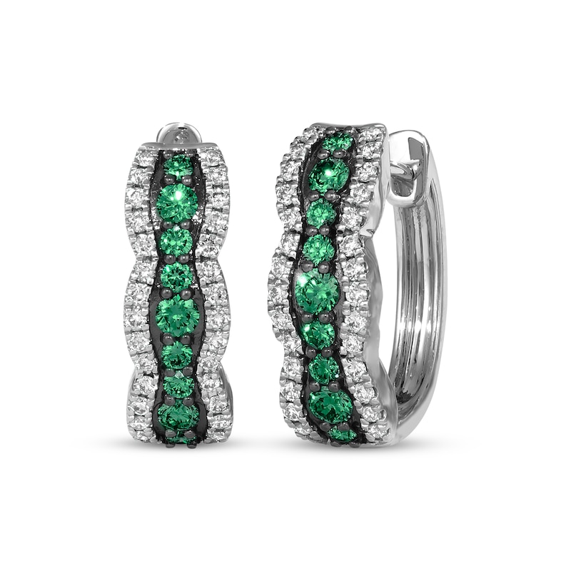Main Image 1 of Le Vian Emerald Waterfall Hoop Earrings 3/8 ct tw Diamonds 14K Vanilla Gold