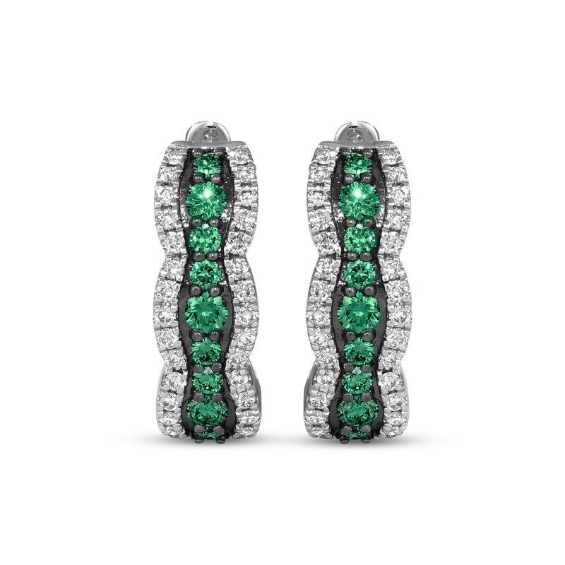 Main Image 2 of Le Vian Emerald Waterfall Hoop Earrings 3/8 ct tw Diamonds 14K Vanilla Gold