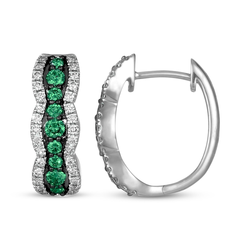 Le Vian Emerald Waterfall Hoop Earrings 3/8 ct tw Diamonds 14K Vanilla Gold
