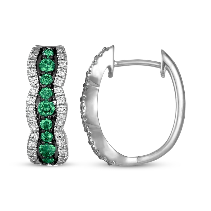 Main Image 3 of Le Vian Emerald Waterfall Hoop Earrings 3/8 ct tw Diamonds 14K Vanilla Gold