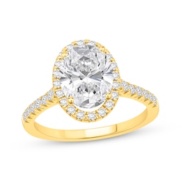 Lab-Grown Diamonds Oval-Cut Halo Engagement Ring 2-3/8 ct tw 14K Yellow Gold