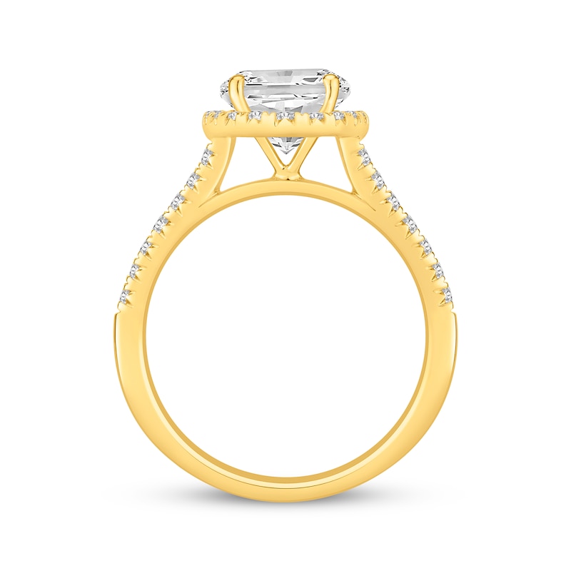 Main Image 3 of Lab-Grown Diamonds Oval-Cut Halo Engagement Ring 2-3/8 ct tw 14K Yellow Gold