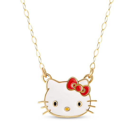 Children's Hello Kitty Enamel Necklace 14K Yellow Gold 18"