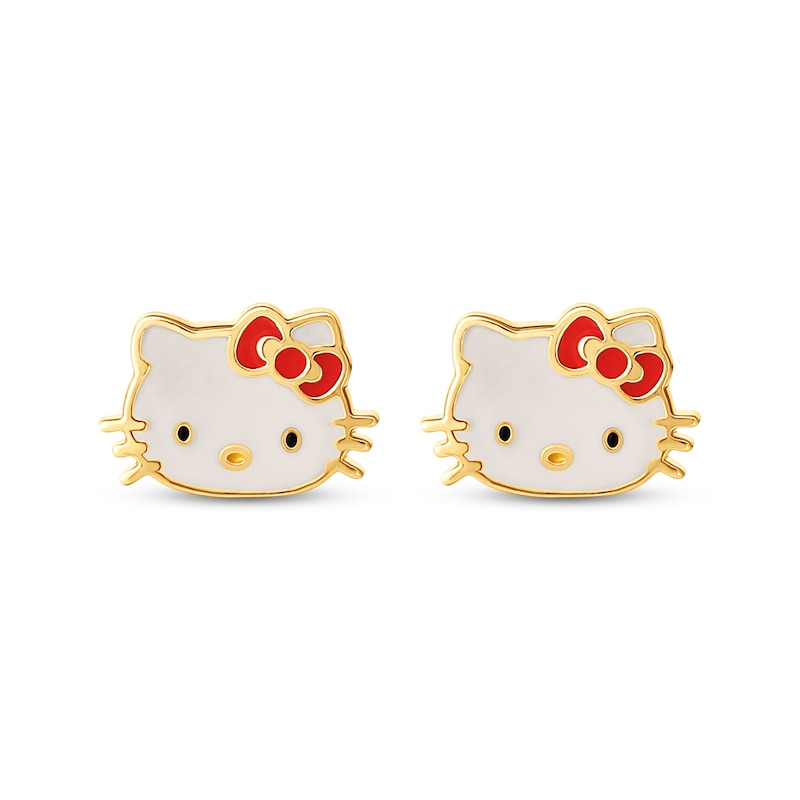 Children's Hello Kitty Enamel Stud Earrings 14K Yellow Gold