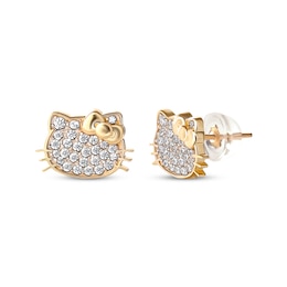 Children's Hello Kitty Cubic Zirconia Stud Earrings 14K Yellow Gold