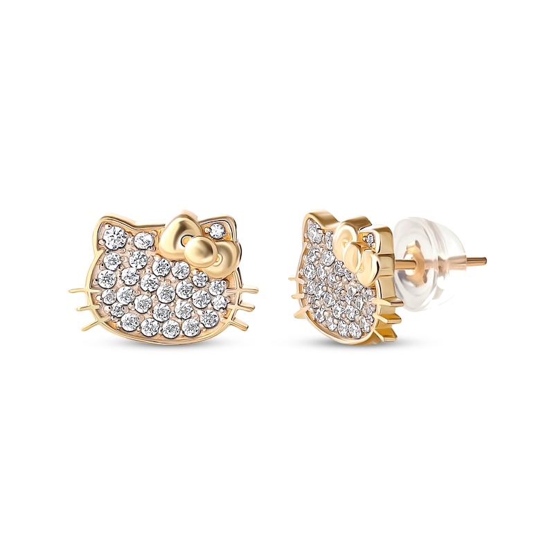 Main Image 1 of Children's Hello Kitty Cubic Zirconia Stud Earrings 14K Yellow Gold